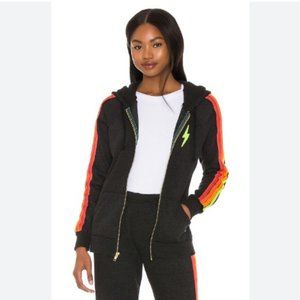 Aviator Nation Bolt Embroidery Classic Hoodie in Black & Neon